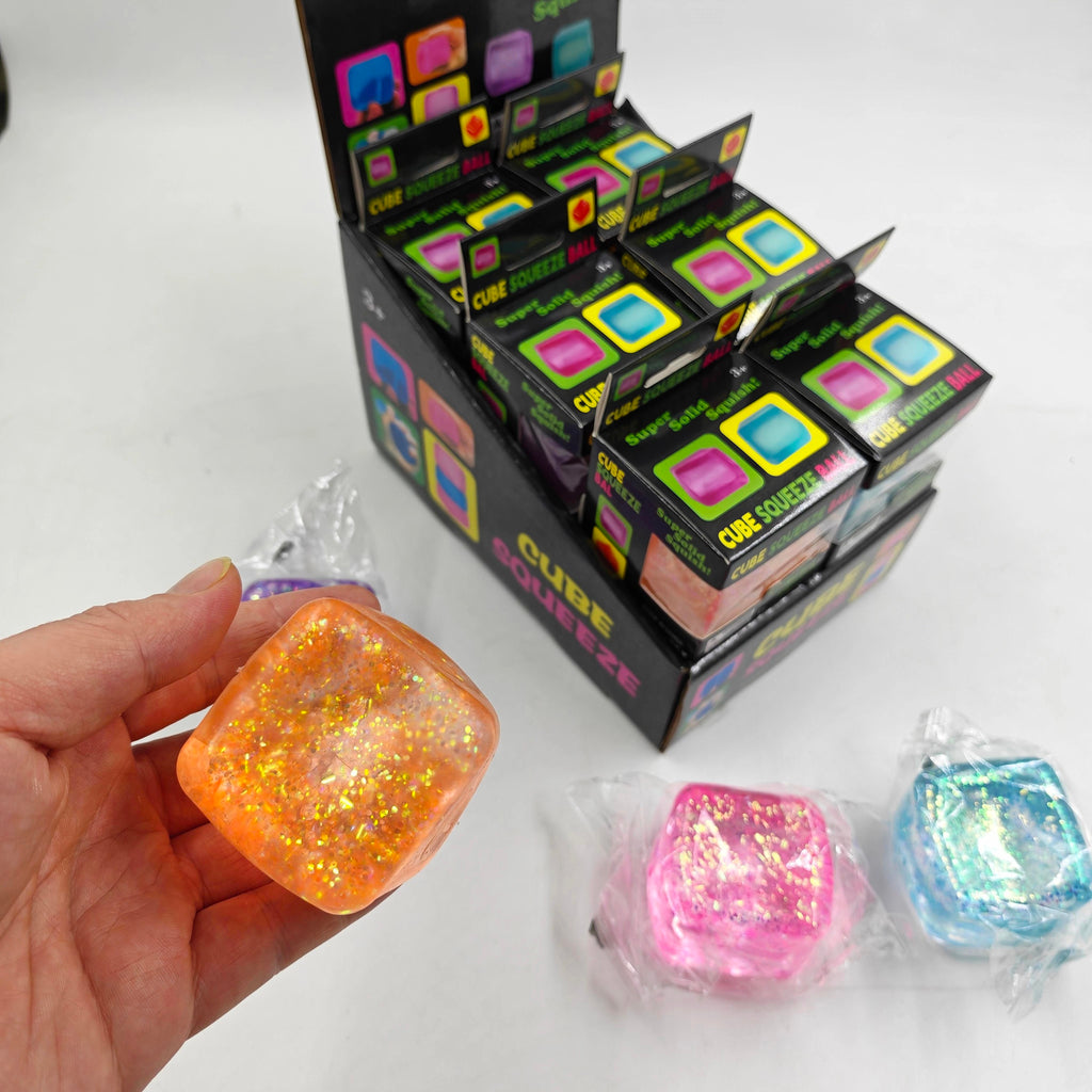 Glittery NeeDoh Squishy Cube Stress Relief Puzzle Fidget Toy