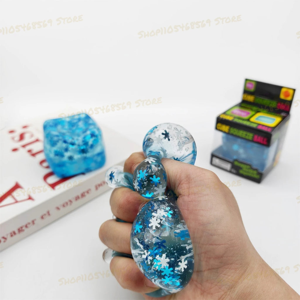 Glittery NeeDoh Squishy Cube Stress Relief Puzzle Fidget Toy