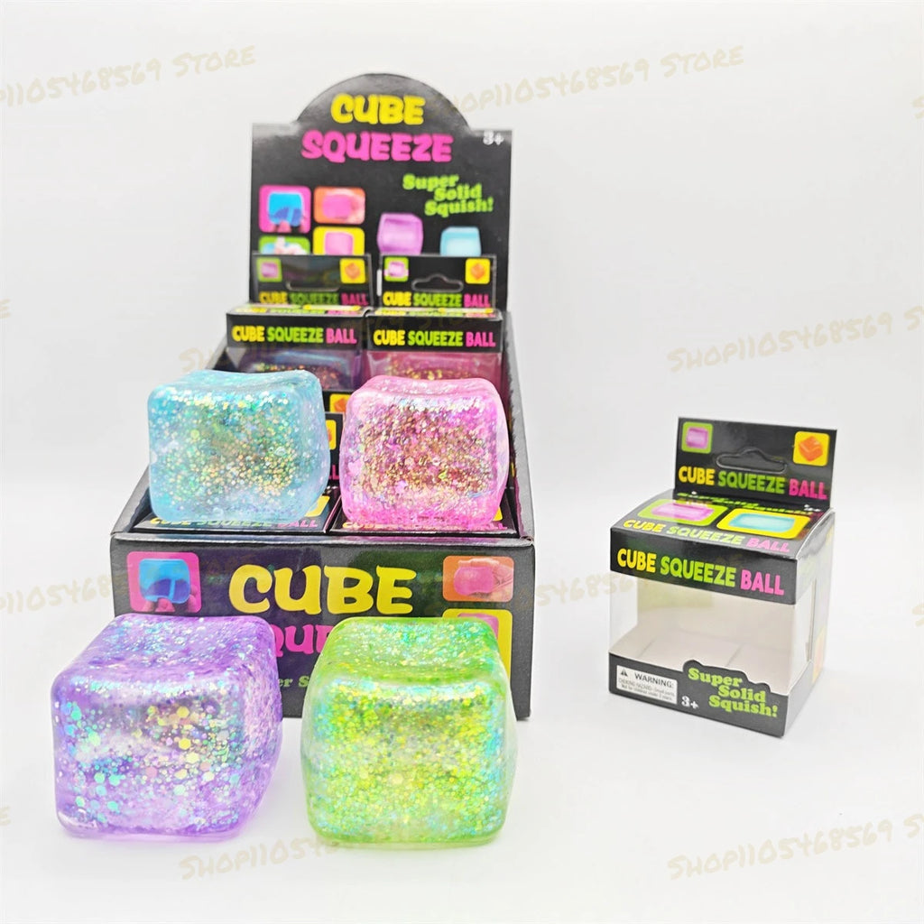 Glittery NeeDoh Squishy Cube Stress Relief Puzzle Fidget Toy
