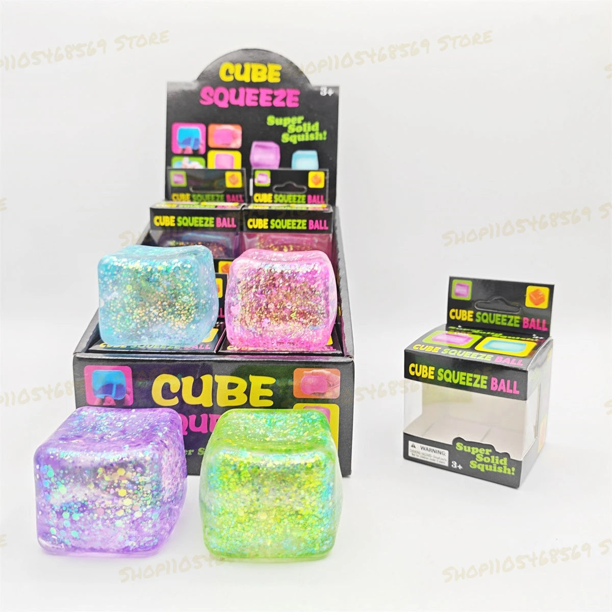 Glittery NeeDoh Squishy Cube Stress Relief Puzzle Fidget Toy