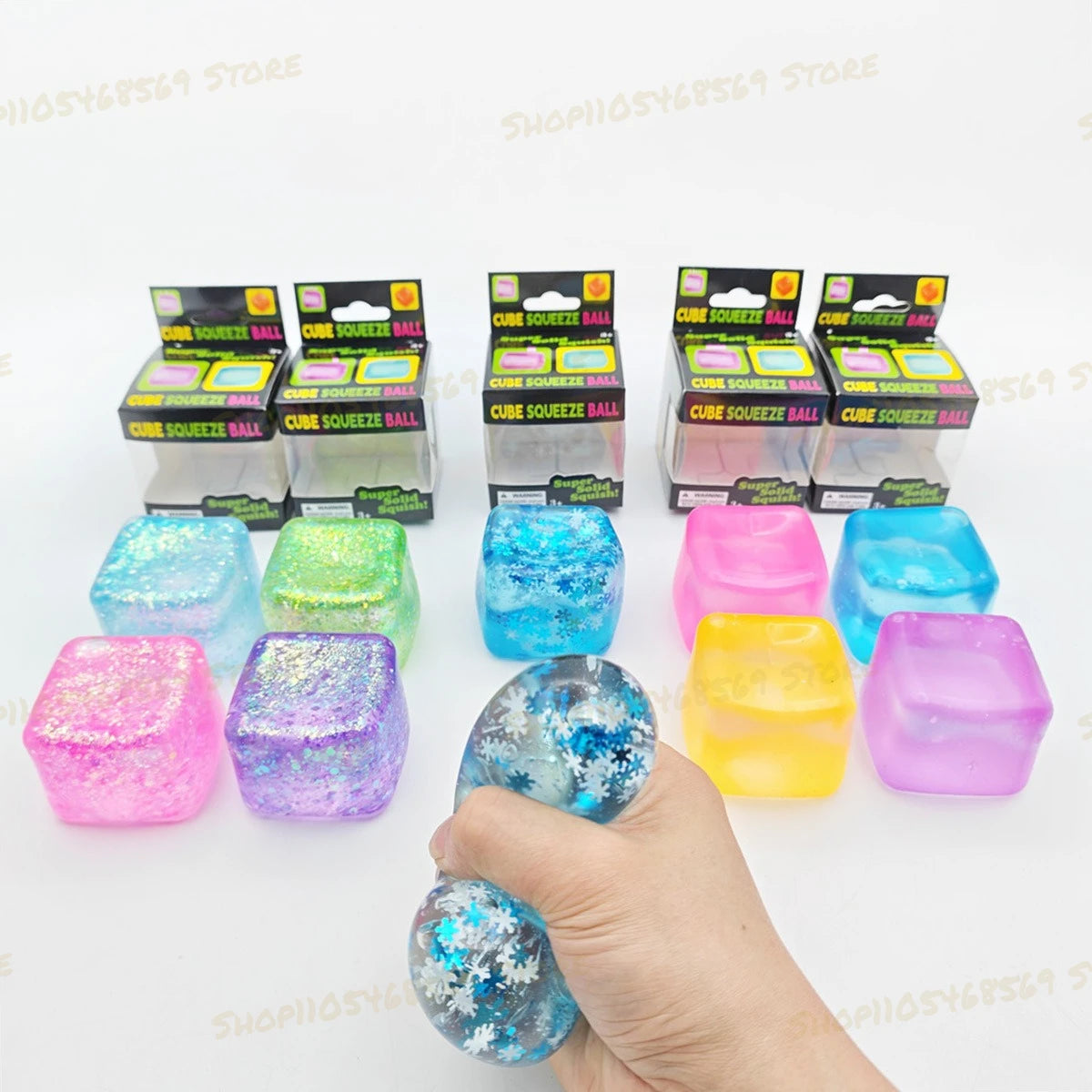 Glittery NeeDoh Squishy Cube Stress Relief Puzzle Fidget Toy